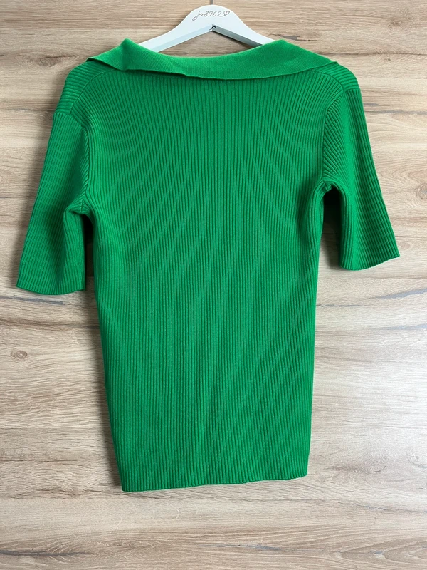 Ever.me žebrovaný top s krátkým rukávem v zelené — fotka 2