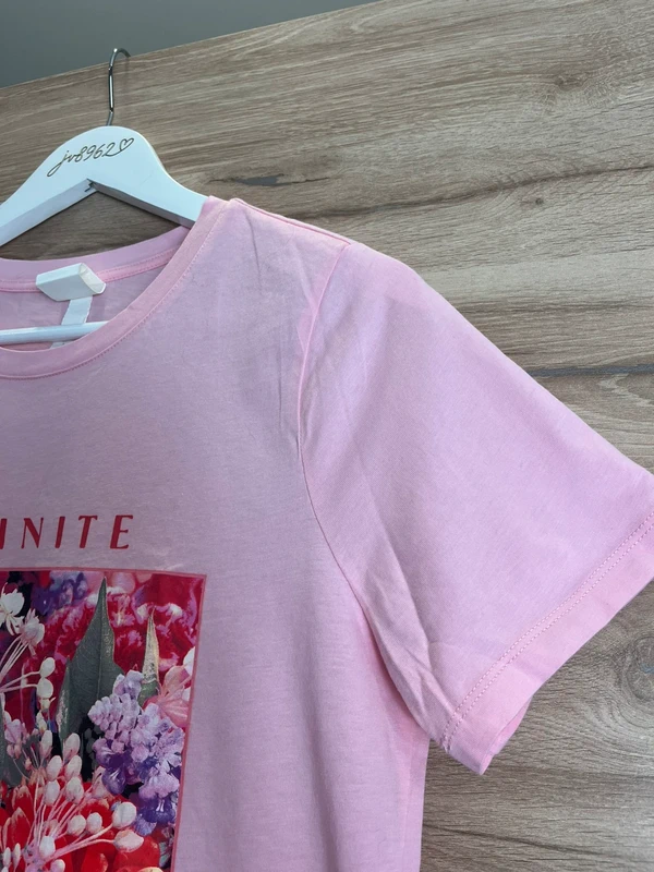 H&M tričko s květinovým potiskem v růžové — fotka 3