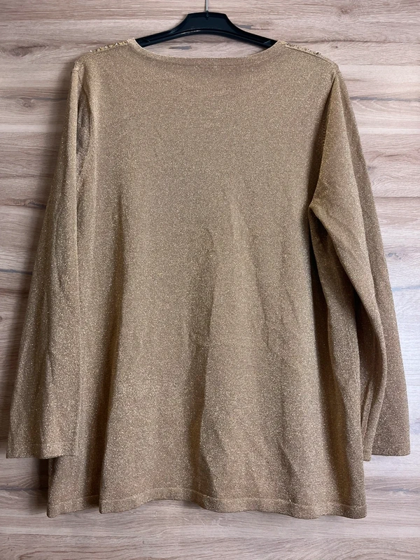 Zlatý třpytivý svetr MONA s ozdobeným výstřihem — fotka 5